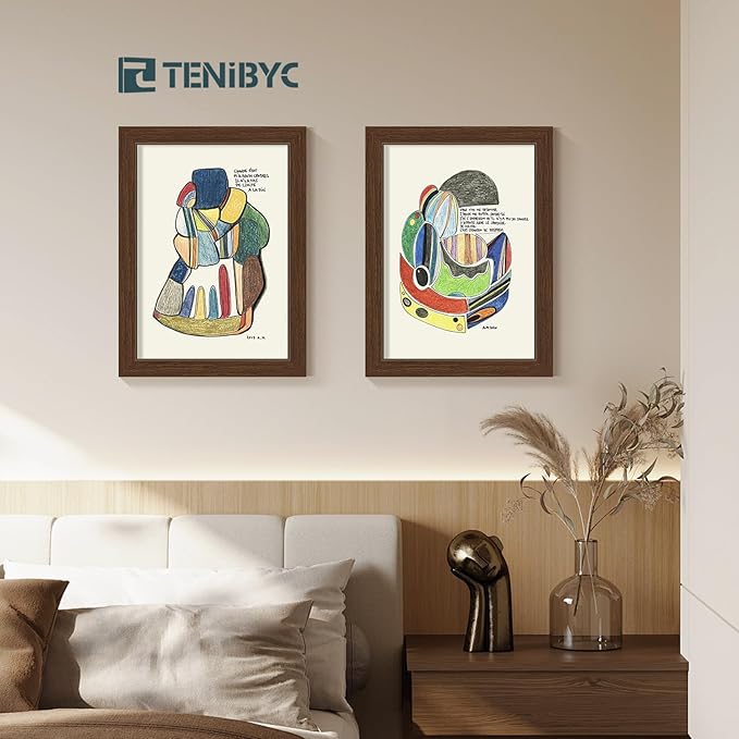 12x16 Picture Frame 4 Pack - Brown, Natural Wood Grain, HD Tempered Glass, 12 x 16 Photo Frame for Wall