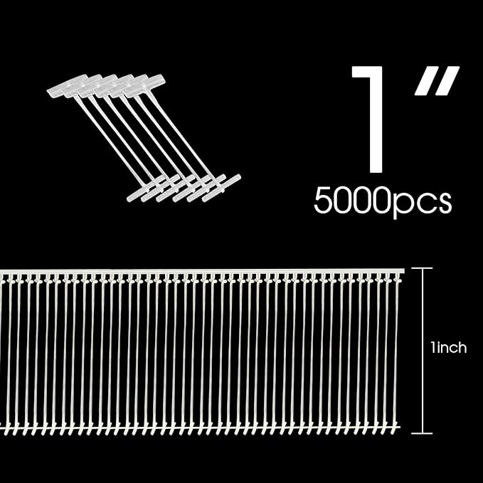 1 inch Standard Tagging Gun Fasteners, Tag Gun Refills,Plastic Fasteners,Clothing Tag Barbs Attachments Price Label for All Standard Price Tag Gun(5000pcs)