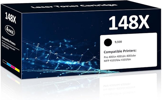 148X W1480X High Yield Toner Cartridges ( 2X 9500 Pages) Compatible 148X 148A W1480A Toner Cartridges with HP Laserjet Pro 4001dw 4001dn 4001n MFP 4101fdw 4101fdn Printer (Black, 2pack, with Chip )