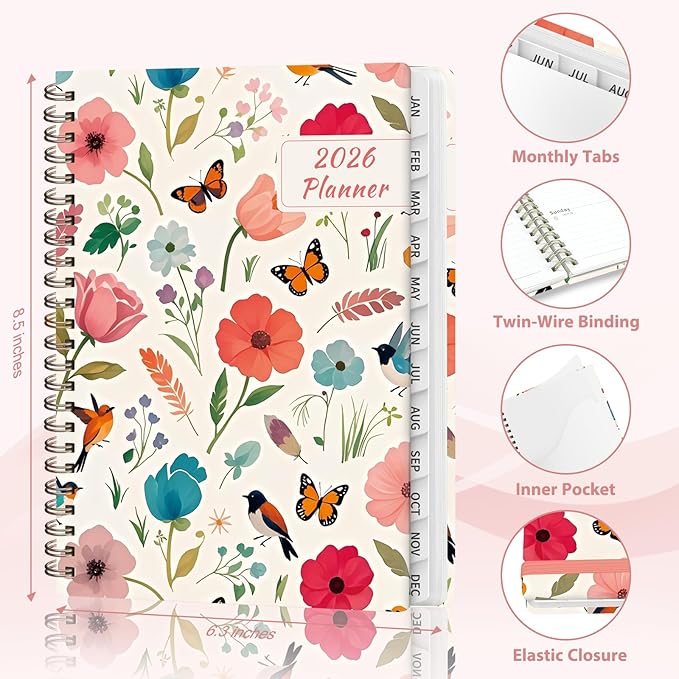 2026 Planner, Weekly and Monthly Calendar Planner Agenda, Jan 2026 - Dec 2026, Planning Academic Book, Office Desk Accessories and School Supplies - A5 (6.3'' x 8.5'')