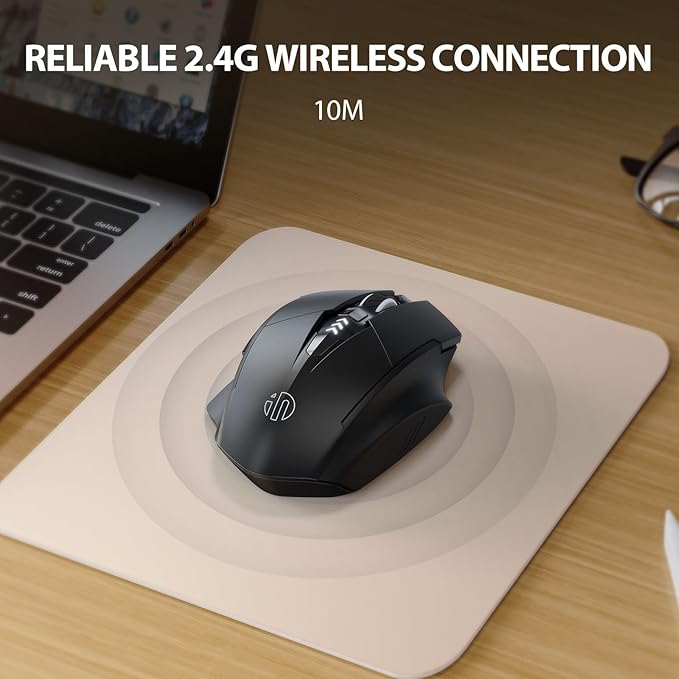 INPHIC Wireless Mouse Rechargeable, Upgraded Visible Battery, 2400 DPI, Silent Ergonomic Computer Wireless Mouse for Laptop, Mac, PC etc.