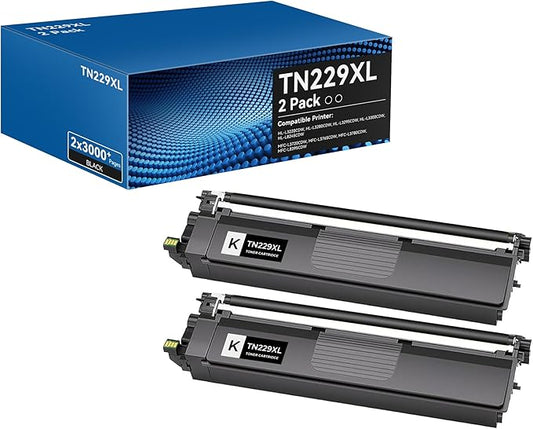 TN229XL Black Toner Cartridges High Yield Compatible for Brother TN229XL TN229 Toner Cartridges for Brother MFC-L3720CDW MFC-L3780CDW HL-L3280CDW HL-L3220CDW HL-L3300CDW HL-L3295CDW Printer(BK,2 Pack)