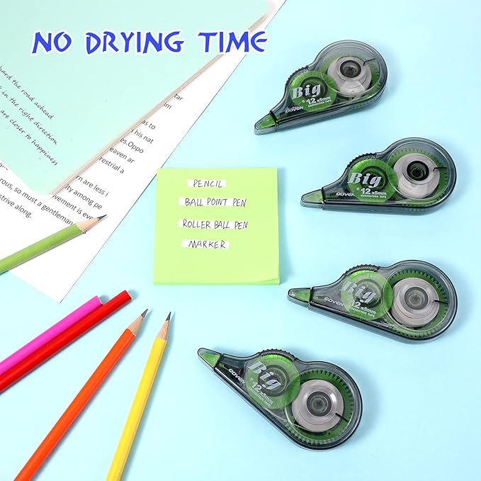 Yexiya 48 Pieces Correction Tapes Original Correction Wide Eraser Applicator Easy to Use Applicator Translucent Tapes Shows for Office Note Journal Scrapbooking, 0.2 Inch x 39.4 Feet