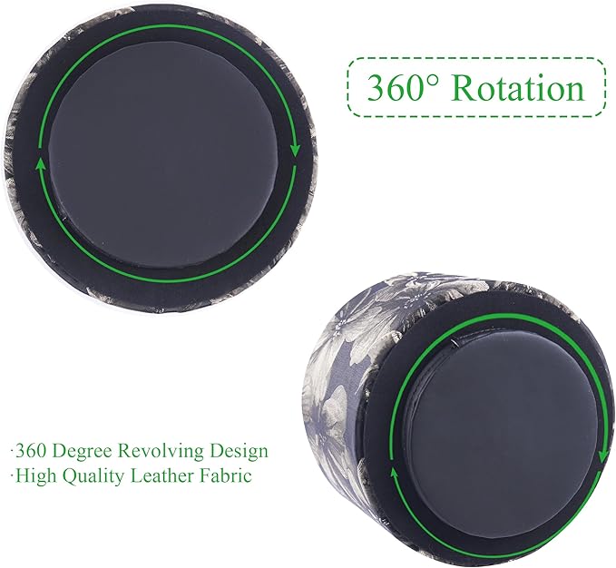 QIELIZI Round Leather Art Supply Organizer,Remote Control Holder,360 Degree Rotating,Multi-Functional Pencil Holder,4 Compartments Desktop Stationary Organizer(1-Dahlia Yellow)