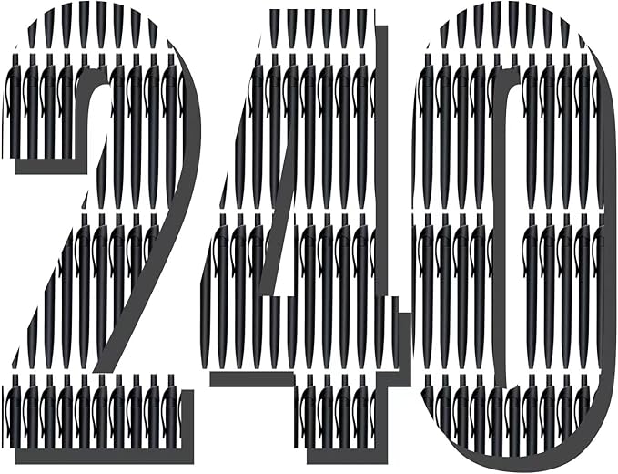 Aozora Pens Bulk 240 Pack Black Click Pens No Bleed Wholesale Retractable Ballpoint Pens Medium Point,Smooth Ink Pens for Journaling School Office Supplies 1.0MM Black Ink