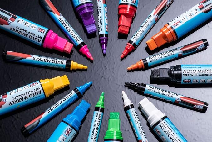 Window Markers for Glass Washable Car Window Paint Pen- Dry Erase Liquid Chalk Marker Car Decorations on All Surfaces, Tire, Windshield - Auto Marker, Autowriter, Rain Resistant (Yellow, Jumbo Tip)