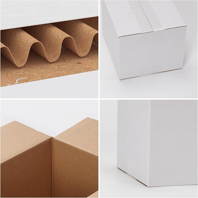 7x6x5 Shipping Boxes Set of 40, White Kraft Corrugated Cardboard Boxes Mailers for Packaging(17.8x15.4x12.7 cm)