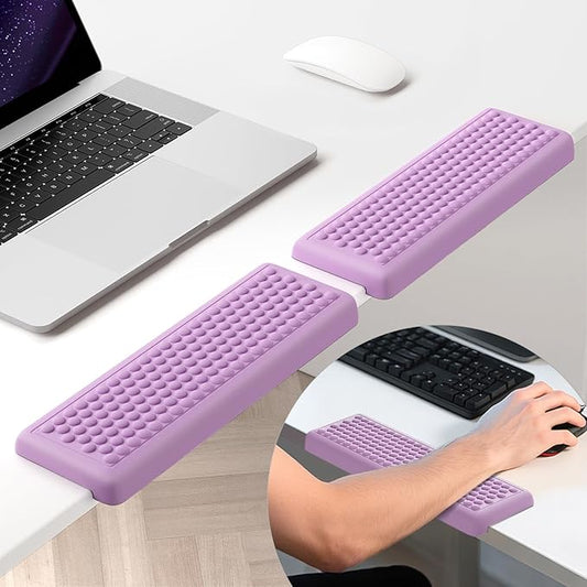 Hsurbtra L-Shaped Desk Elbow Pad, 2-Piece Soft Memory Foam Elbow Support Padding with Non-Slip Rubber Base, Ergonomic Desk Edge Cushion Wrist Rest for Office, Home, Work, Gaming, Purple