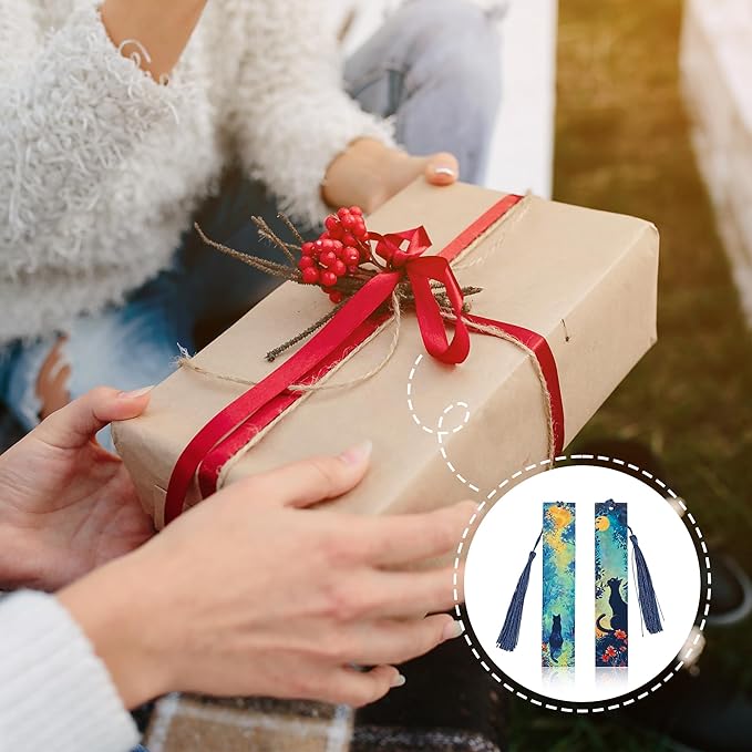 Metal Bookmark Black Cat Bookmarks for Women Men Book Lovers Book Mark Set of 2 with Tassel Reading Book Accessories Book Marks for Reading Women Men Book Lovers Gifts