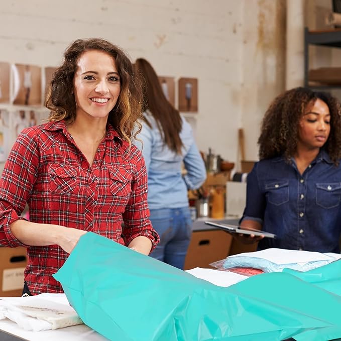 Fuxury 19x24 Inch 100 Pack Large Poly Mailers Shipping Envelopes Bags Teal,Self Adhesive Mailers Poly Shipping Bags for Small Clothing Business,Waterproof and Flexible polymailers,Keep Items Protected