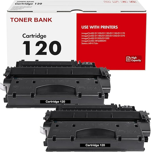 120 Toner Cartridge Black 2-Pack Compatible Replacement for Canon 120 CRG120 CRG-120 Toner Cartridge for imageCLASS D1120 D1550 D1150 D1320 D1350 D1520 D1370 D1180 D1170 MF6680 MF417 Printer
