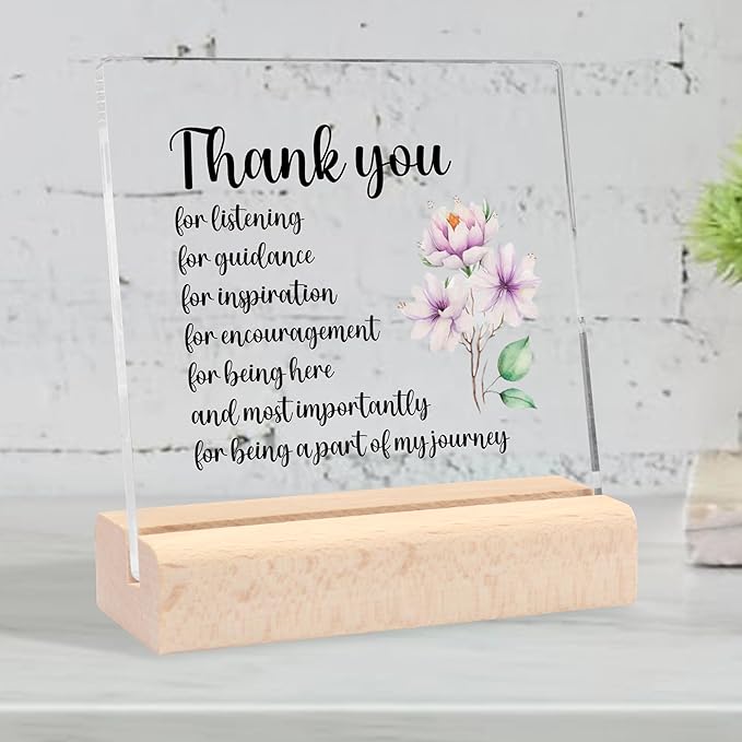 Thank You Gifts for Women, Teacher Appreciation Gifts Clear Desk Decorative Sign With Wooden Stand, Leaving Job Gifts Goodbye Farewell Gifts for Coworkers Appreciation Gifts for Teachers Friends Nurse