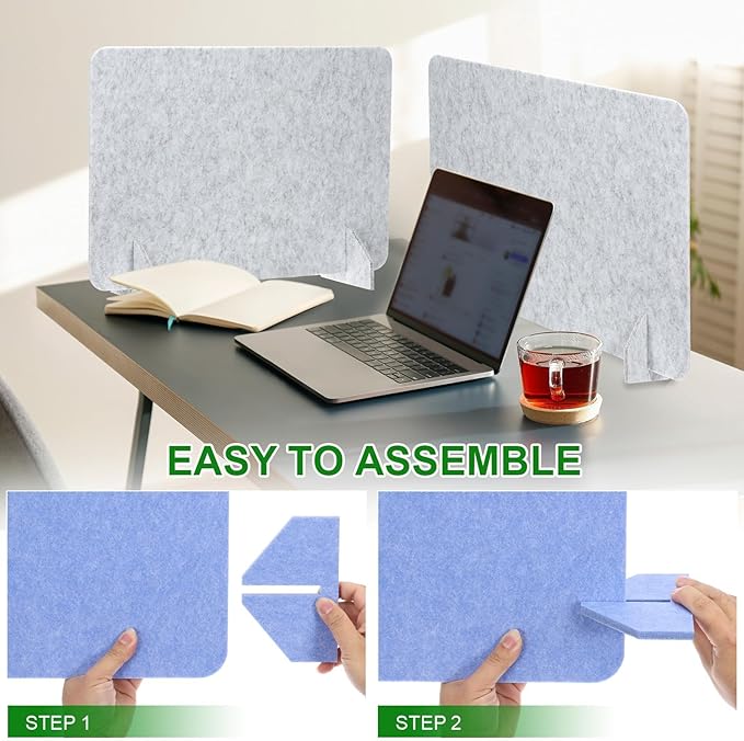 PATIKIL Desk Divider, 2 Set 24 x 16 Inch Acoustic Freestanding Desk Divider Desk Privacy Panel with 4 Pcs Support Feet for Library Office Workstation, Orange