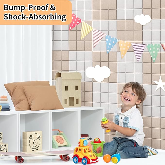 Smarpau Large Cork Boards Bulletin Board 48"x36", 12 Pack Felt Corkboards Pin Board with 50 Removable Adhesive Tabs 35 Pushpins, Cork Wall Tiles for Home School Decor