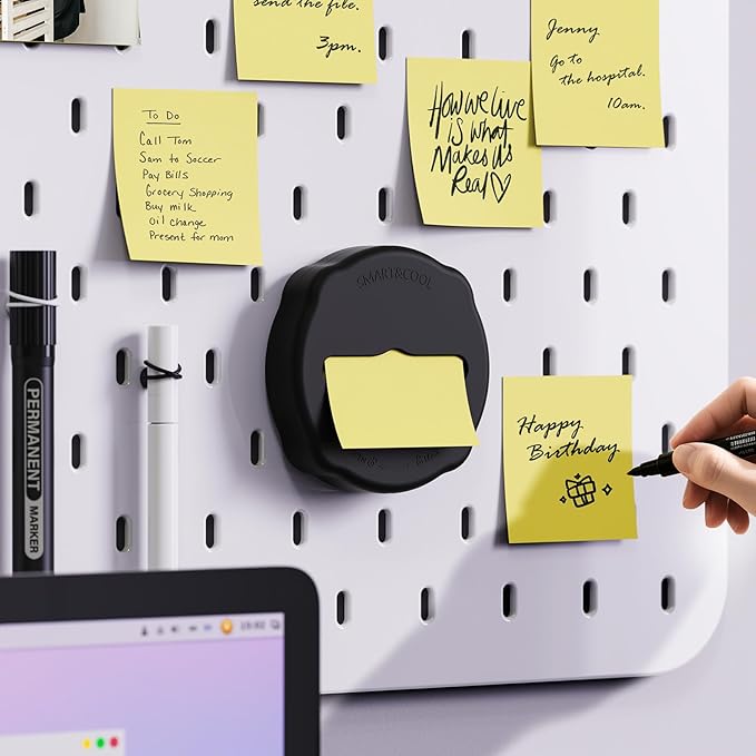 SMART&COOL Magnetic Pop-Up Note Dispenser for 3 x 3 in Pop-Up Sticky Notes, 1Pack, Black (Notes Not Included)