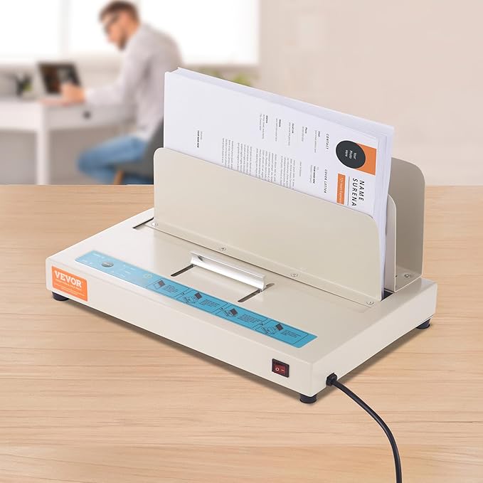 VEVOR Thermal Binding Machine, 500 Sheets Capacity Book Binding Machine, Thermal Book Binder 50mm Binding Thickness A3(Short Edge)/A4/A5 Document, with Infrared Optical Detection