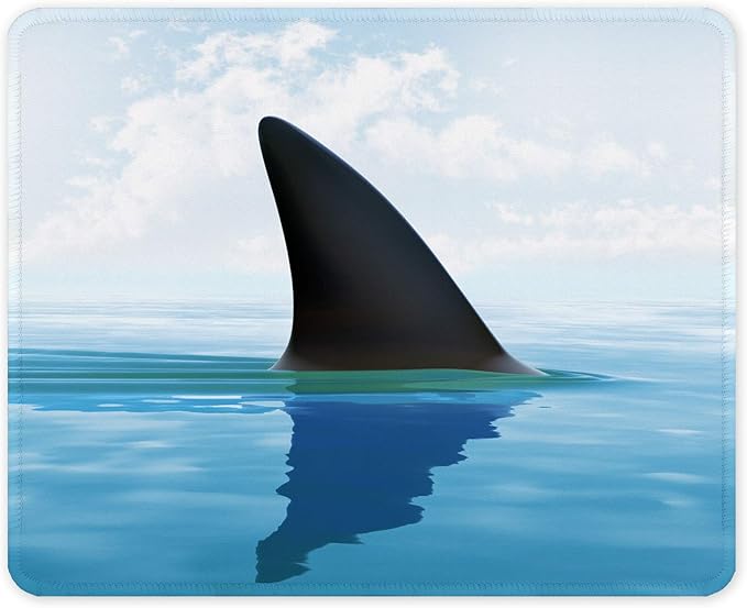 Auhoahsil Mouse Pad, 12 x 10 in Oceans Theme Computer Mouse Pad for Desk, Premium-Textured Non-Slip Rubber Stitched Edges Waterproof Square Mouse Mat for Gaming Work Wireless Mice, Shark