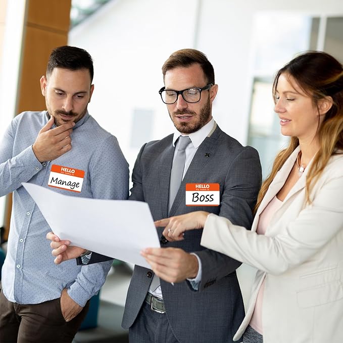Zacool 480 Pcs Orange Name Tag Stickers (3" x 2") Identification Badges, Peelable 'Hello My Name is' Badges for Themed Party, Family, Home, School, Office