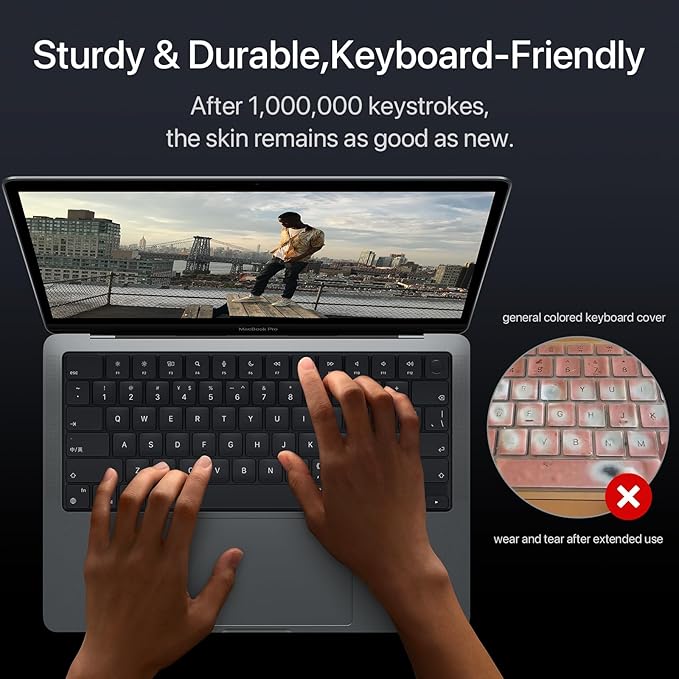 Premium Keyboard Cover Protector, Ultra Thin Keyboard Skin for 2025 2024 2023 2022 2021 M5/M4/M3/M2/M1 Pro/Max MacBook Pro 14/16, M4-M2 MacBook Air 13/15, US ANSI Layout