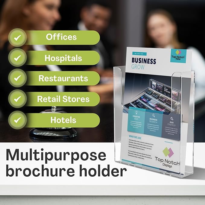 Acrylic Brochure Holder for Wall Mounting, Clear Display for 8.5" x 11" Flyers, Literature Holder for Magazines, Pamphlets, Menus, Includes Screws & Plastic Anchors – Pack of 20