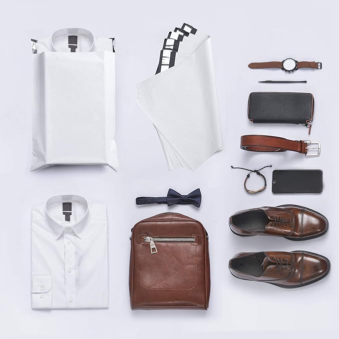 Fuxury 100 Pcs 12x15.5" Poly Mailers,Heavy Duty Shipping Bags for Clothing,Self Seal Plastic Mailing Envelopes for Books Packaging Postal Return Business,White