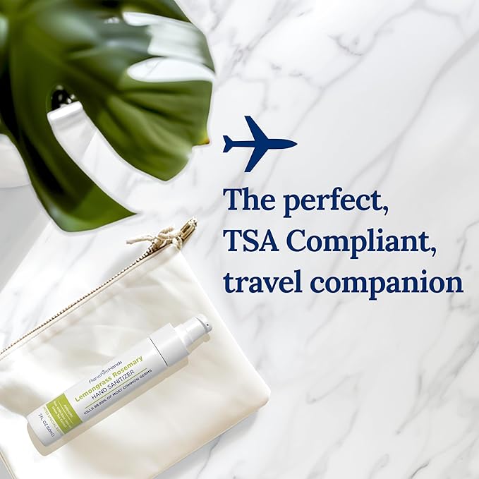 Lemongrass Rosemary Lotion Hand Sanitizer | Travel Size | Cleanse & Moisturize | Made with Aloe Vera & Essential Oils | Rich in Vitamin E | Lemongrass Essential Oil | Green Tea Extract | 6-Pack