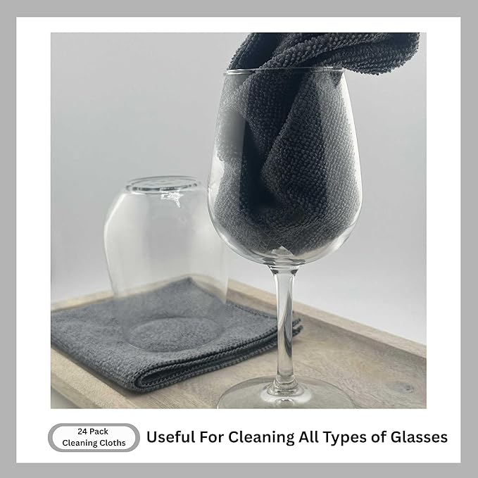 Microfiber Cleaning Cloth for Kitchen & households, Towels for Cars. (300gsm) (Pack of 24 Gray)