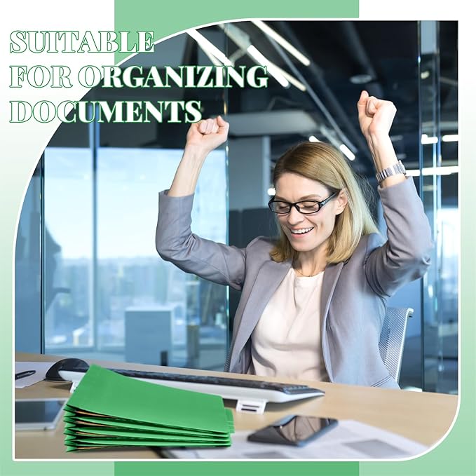 Skyygemm 48 Pcs Classification Folders Letter Size, 1 Divider Pressboard File Folder with Fasteners, Expanding File Organizer Bulk for Teachers, Clergy, Office, Church, Christmas Donations (Green)