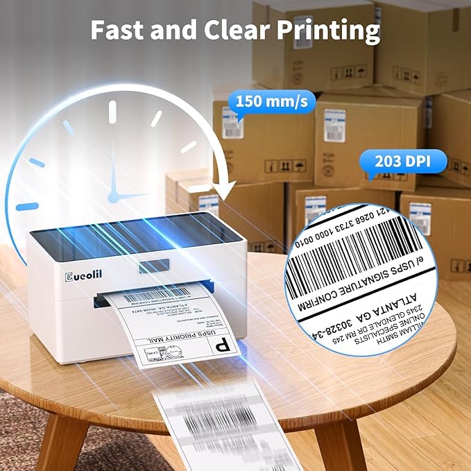 4x6 Thermal Label Printer, All-in-One Portable Bluetooth Shipping Label Printer for Small Business Compatible with Android/iPhone/Mac/Windows, for Amazon, eBay, Shopify, Etsy, USPS & UPS
