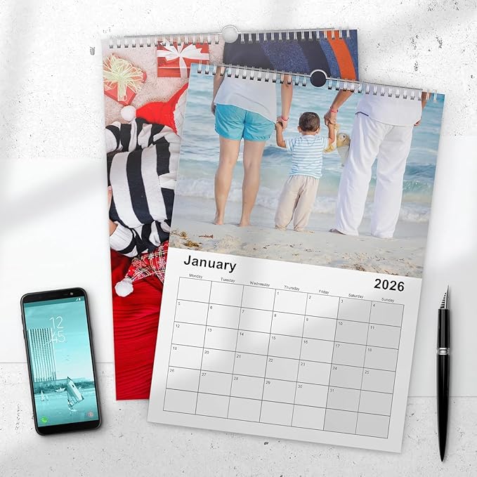 Custom Photo Wall Calendar 2026 - Personalize Your Home & Office with 13 Memories - Design Your Own 2026 Calendar - Custom Christmas Gift (Desk Calendar, 2 x Calendars)