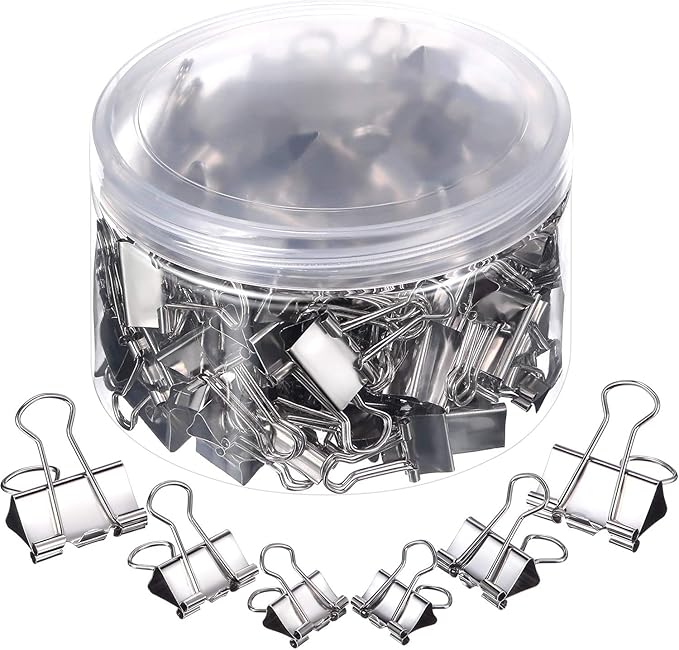 TecUnite 150 Pcs Binder Clips Assorted Sizes Silver Paper Clamps Clips Large Medium Small Office Supplies