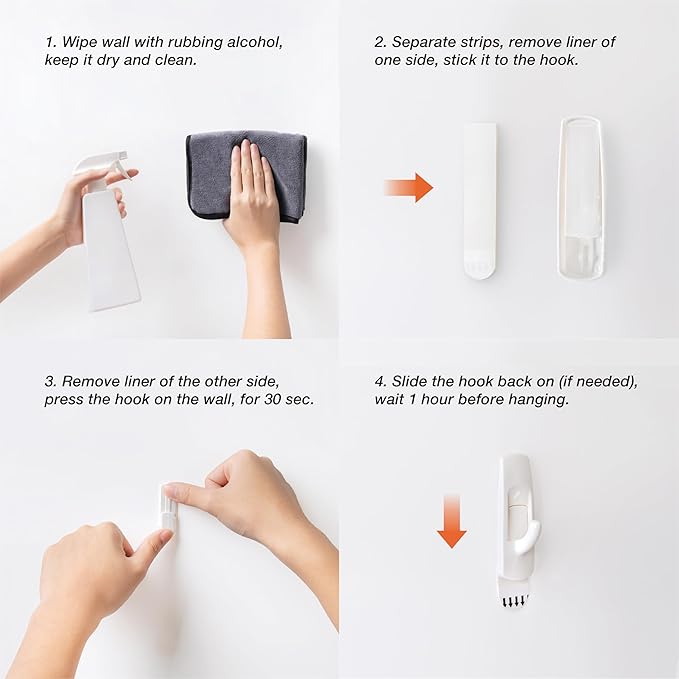 20 Large Hooks+28 Removable Strips, White Utility Hooks, Heavy Duty with Adhesive Strips, Damage-Free Organize Hooks, No Tools Wall Hook for Hanging, Value Pack