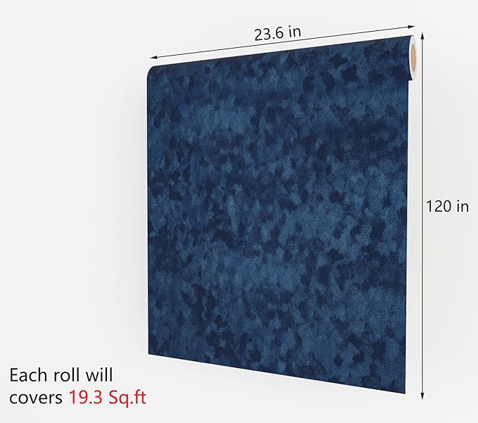 Decotalk 2ft x 10ft Velvet Shelf Liner Adhesive Shelf Liner for Cabinets and Drawers Dark Blue Felt Drawer Liners Self Adhesive Velvet Drawer Liners Flocking Fabric for Jewelry Box Drawers Felt Lining