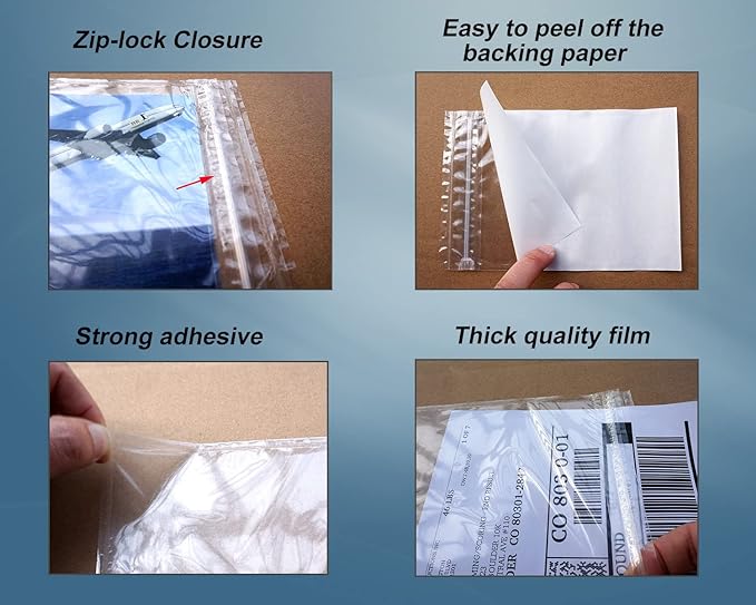 Premium 6.7'' x 10'' Resealable Adhesive Shipping Label/documents Pouches (50 Pack)