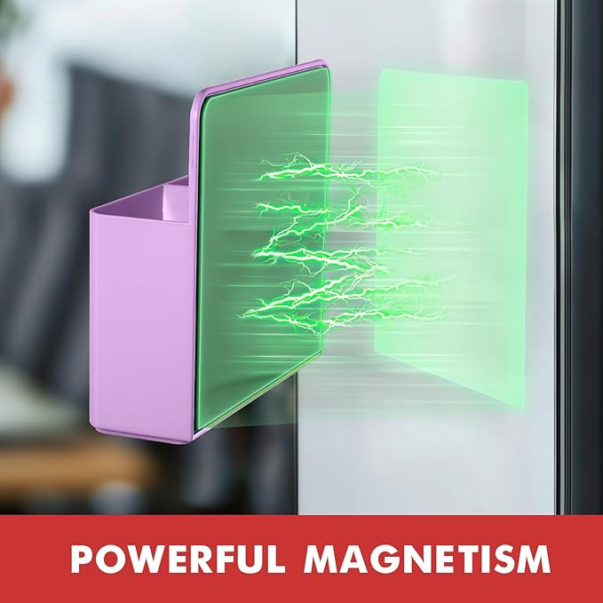 BEYGORM 2 Pack Plastic Magnetic Pen Holder for Refrigerator, Dry Erase Marker Holder for Whiteboard，Magnet School Locker Organizer Accessories, Pencil Cup, Pen Caddy, Classroom Organization(Purple)