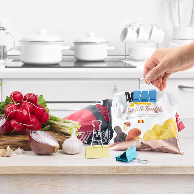 2 Inch 32 Pack Extra Large Binder Clips, Assorted Colors, Colored Jumbo Paper Clips, Big Paper Clamps, Binder Clips Large Size for Home, School and Office Supplies