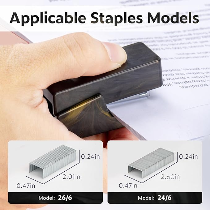 Mini Stapler with 830 Staples, Small Cute Desk Staplers, 25 Sheet Capacity, Fluid Black