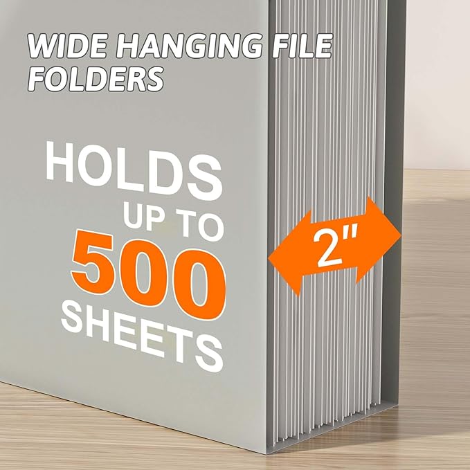 Extra Capacity Plastic Hanging File Folder Letter Size,12 Pack Reinforced Hang Folders with Heavy Duty 2 Inch Expansion,Durable Hanging Organizer Designed for Bulky Files(Grey)