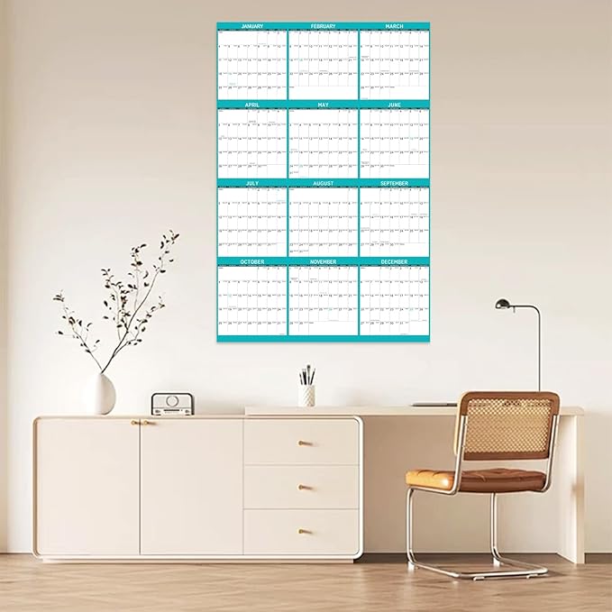 2026 Wall Calendar 24" x 36" Dry Erase Calendar for Wall from January 2026 to December 2026 12 Month Annual Large Yearly Wall Planner for Office School(Green)