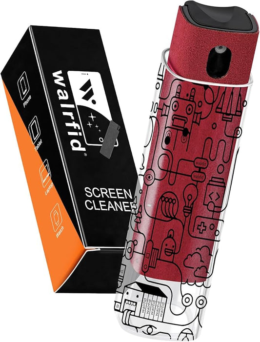 walrfid Car Screen Cleaner Spray and Wipe, Laptop Touchscreen Mist Cleaning Kit for Electronics Computer, iPad, Cellphone, MacBook, TV, Monitor, Tablet, Kindle Display, with Black Graffiti Case - Red