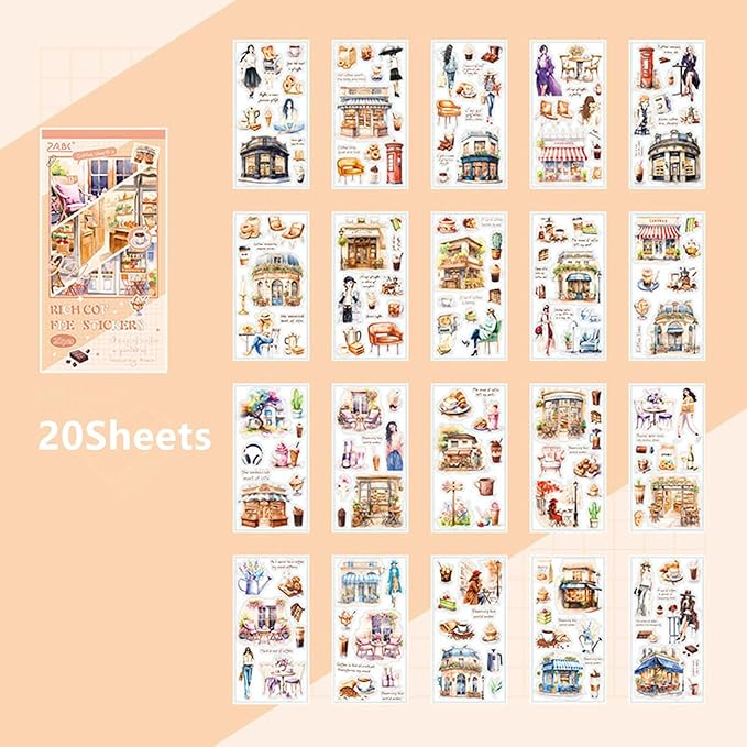 Aesthetic Journaling Sticker Books for Adults - Pre-Cut Scrapbook Stickers Vintage 20 Sheets Junk Journal Supplies Watercolor Scrapbooking Stickers Planner Cottagecore Decorative DIY Arts Craft Making
