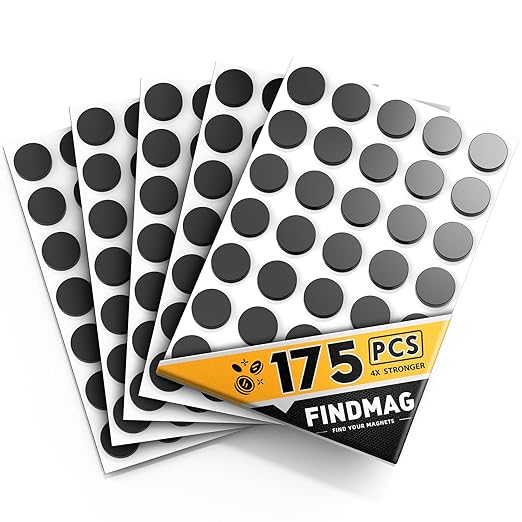 175 Pcs Round Magnets with Adhesive Backing, Magnetic Tape, Magnet Strips, Flexible Self Adhesive Magnets for Crafts, Magnetic Strips Small Sticky Magnetic Dots for Hanging & Organizing Light Objects