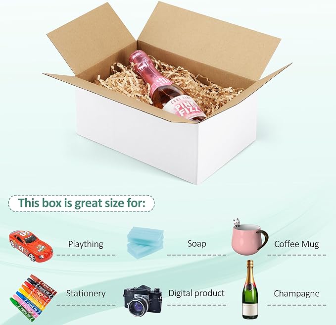 Eupako 9x6x4-Small-Shipping-Boxes-30-Pack-White-Corrugated-Box-Mailers, Cardboard Boxes for Packaging Small Business, Mailing