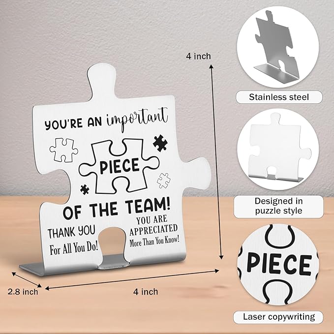 Team Gifts for Employees, Coworkers, Women, Team Thank You Appreciation Gifts, Team Plaque, Team Puzzle Piece Gift, Team Christmas Team Work Office Desk Decor Gifts Decorative Signs Plaques WDD20
