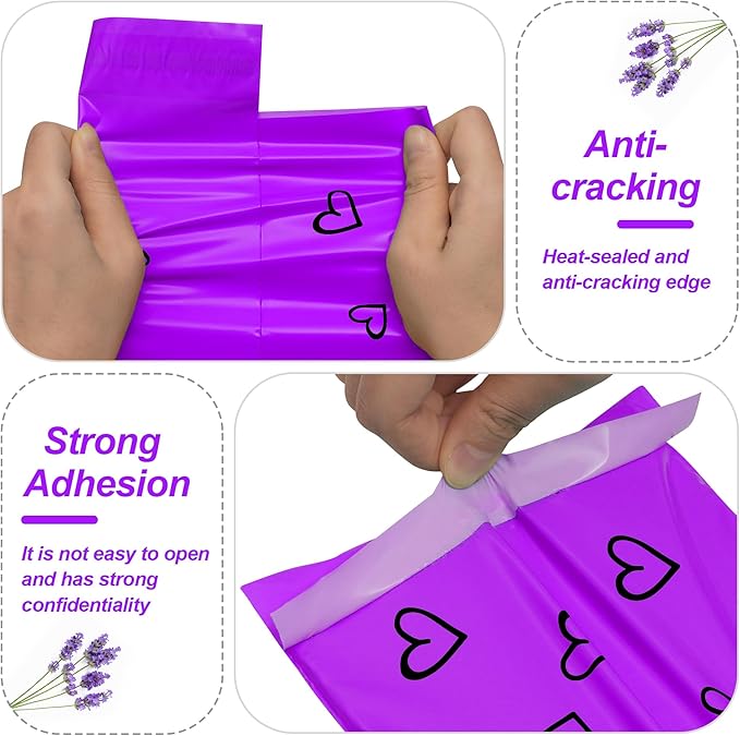 JinRuiKJ Thank You Poly Mailer 6x9 Inch 100 PCS, Shipping Bags for Clothing, Packaging Bags for Small Business, Strong Adhensive, Waterproof and Tear-Resistant Mailing Envelopes, Purple