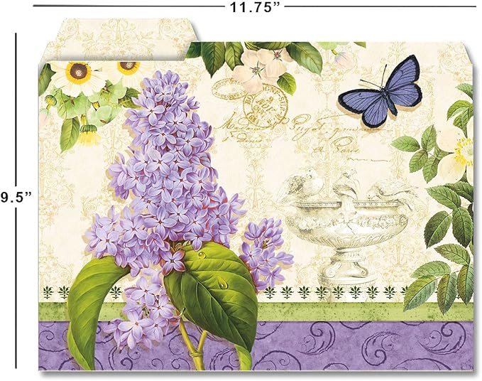Current Grande Fleur File Folders Value Pack - Bulk Set of 24, 6 Pretty Decorative Designs, 1/3 Cut Tabs, Heavy-Duty Paper Stock, Office Supplies for Home & Work, 9-½” x 11-¾” Letter Size