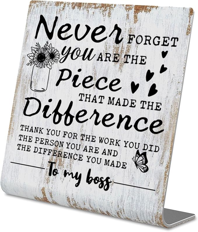 TRCENDE Appreciation Thank You Gifts for My Boss, Never Forget You are The Piece Sign Office Retirement Gifts, Going Away Gift For Boss, boss day gift, Home Office Sign Plaque XLK218