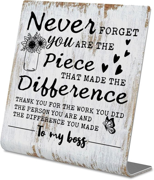 TRCENDE Appreciation Thank You Gifts for My Boss, Never Forget You are The Piece Sign Office Retirement Gifts, Going Away Gift For Boss, boss day gift, Home Office Sign Plaque XLK218