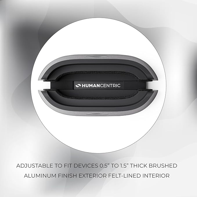 HumanCentric Vertical Laptop Stand in Silver Aluminum, Upright Adjustable Holder and Dock, Laptop Vertical Stand Fits MacBook Pro and Other Laptops .5" to 1.5", Clamshell Compatible