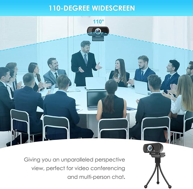 Full HD 1080P Webcam with Privacy Shutter and Tripod, Pro Streaming Web Camera with Microphone, Widescreen USB Computer Camera for Laptop Desktop
